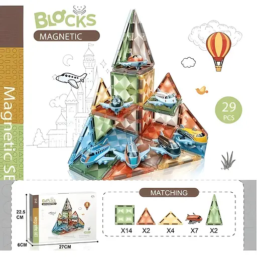 Конструктор магнітний Літачки DIY Magnetic Building Blocks на 29 деталей (СН1212) - фото 5