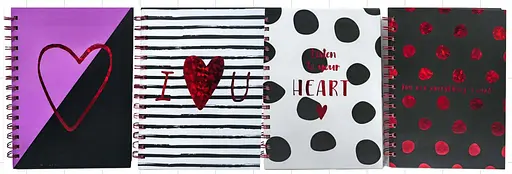 Зошит на спіралі Блискуче серце, смужка, А5, 80 аркушів, тверда обкладинка, 80 г/м², клітинка (В асортименті) - фото 2