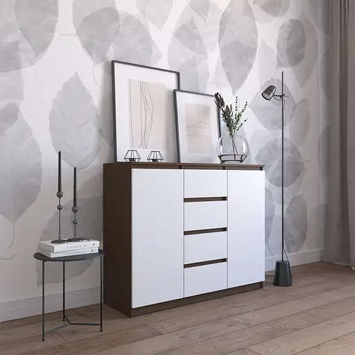 Комод Vays R-11, 4 шухляди та 2 відділення з полицями, без ручок, ЛДСП, 120×40×98 см - для спальні, вітальні, передпокою - фото 8