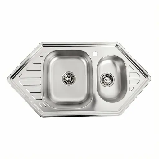 Кухонная мойка из нержавеющей стали Platinum 9550D (большая и малая чаша) сатин (0,8/180 мм), Satin - фото 1