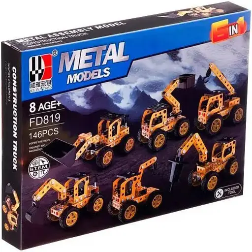 Металлический конструктор «Строительная техника» 6 вариантов сборки 146 деталей - фото 1