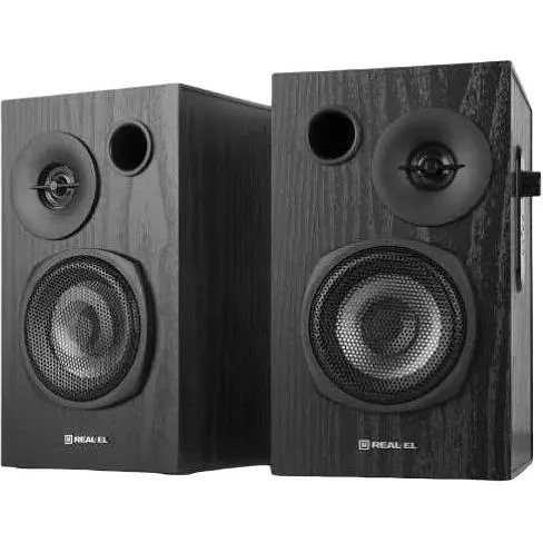 Колонки 2.0 Real-El S-235 Black, 2 x 9 Вт, МДФ, питание от 220V, управление сбоку - фото 1