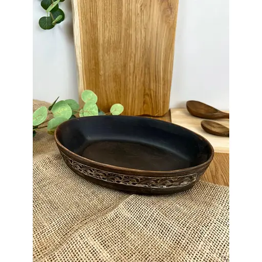 Блюдо під холодець керамічне (глиняне) різьблене Ангоб - фото 2