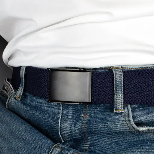 Ремень-резинка мужской на зажиме PS-40023 (115 см) синий плетеный - фото 6