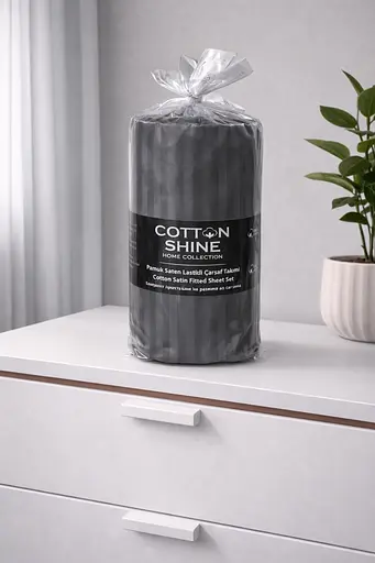 Простыня на резинке 180×220 см с двумя наволочками 50×70 см страйп сатин графит TC303376230 - фото 1