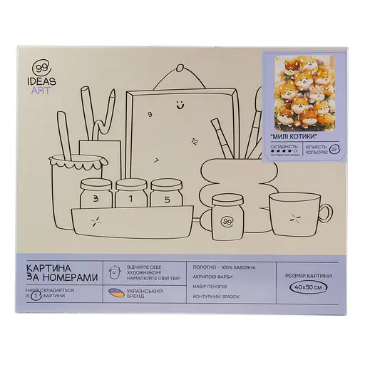 Набор для росписи по номерам "Мили котики" 40*50 см, IDEA2-GX47060, ТМ "99IDEAS" - фото 4
