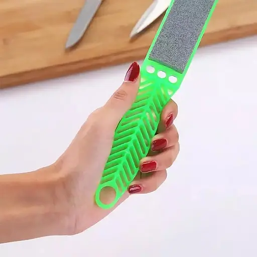 Брусок абразивный камень точильный для заточки ножей с ручкой точилка ручная Розовый 88209 - фото 10