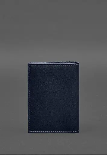 Кожаная обложка для военного билета с карманами 7.2 синий краст - фото 8