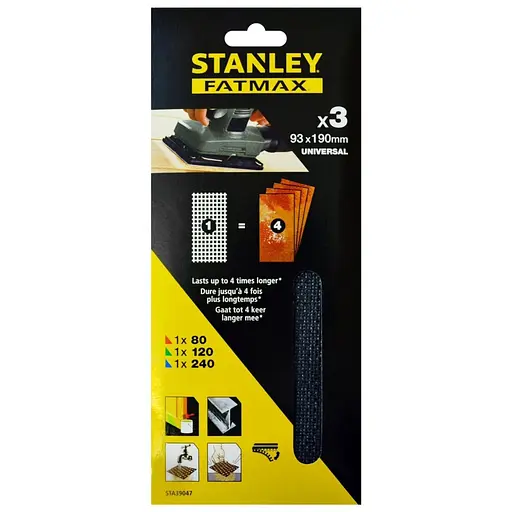 Набор сетки шлифовальной Stanley FatMax 93 x 190 мм из шт. (STA39047) - фото 1