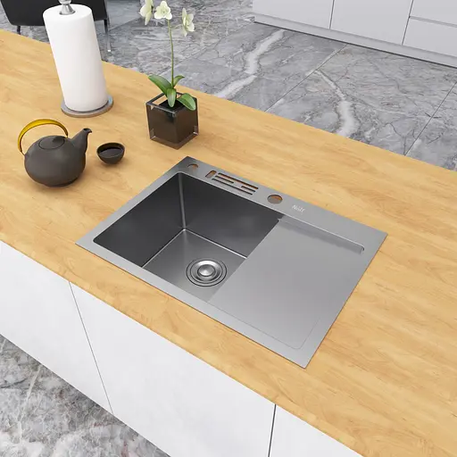 Кухонна мийка накладна з правим крилом Nett NS-6045(R), Нержавіюча сталь - фото 4