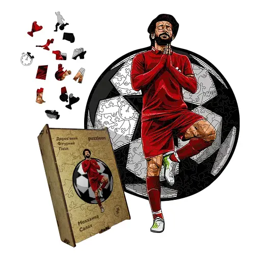 Дерев'яний фігурний пазл Мохаммед Салах, А1, Картонна коробка 500+ елементів