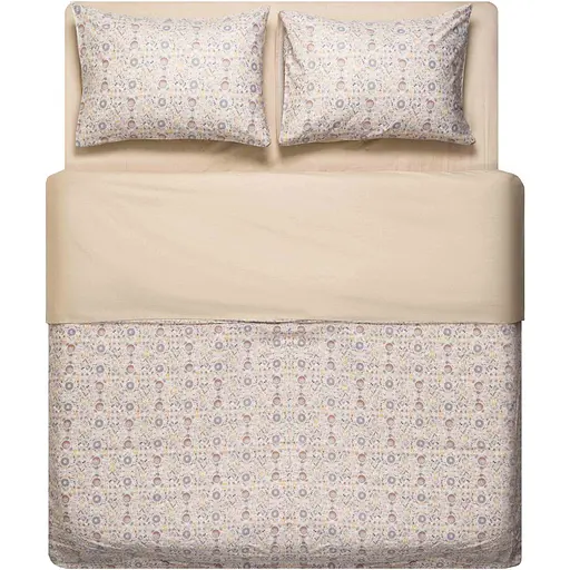 Набір постільної білизни 1,5сп Ardesto Gloria, 160х220см, 100% бавовна, сатин, польові квіти, бежевий (ART1622WB) - фото 1