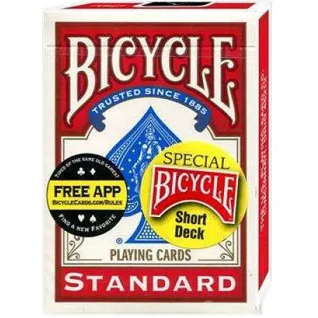 Карти для фокусів United States Playing Card Company Bicycle Short deck (укорочена колода) (red) (59851)