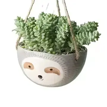 Подвесной цветочный горшок кашпо в виде Ленивца (Серый)