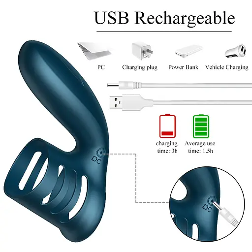 Насадка на пенис B - Series Fox Foxshow Wibrator Silicone Ring 11 см синий - фото 5