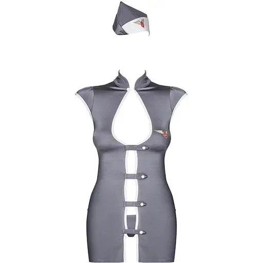 Еротичний костюм стюардеси Obsessive Stewardess 3 pcs costume grey S/M - фото 5