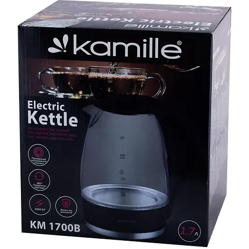 Чайник электрический Kamille с синей LED-подсветкой 1.7 л черный - фото 10