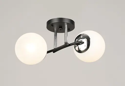 Люстра стельова на 2 плафони VALESO K2318/2 чорний+хром E27