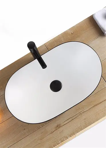 Умивальник Rea Royal black white накладний REA-U6600, Чорний - фото 4