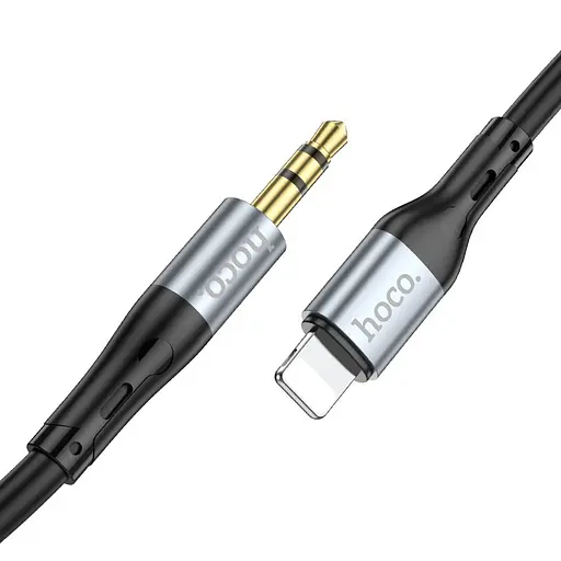 Аудiокабель HOCO UPA22 iP silicone digital audio conversion cable Black - фото 1
