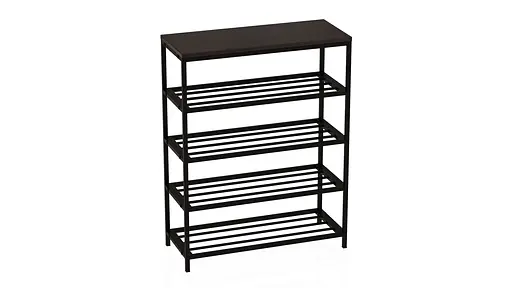 Полиця для взуття Слайм 4 Ferrum-decor 820x630x260 Чорний метал ДСП Венге Магія 16 мм (FRD-105161) - фото 3