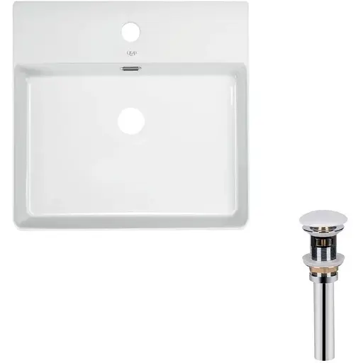 Умивальник Qtap Nando LT підвісний прямокутний 500x420x120 мм White + донний клапан PU02O, Білий - фото 1