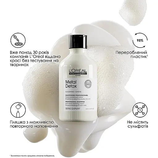 Шампунь L'Oreal Professionnel Serie Expert Metal Detox Anti-metal для зменшення ламкості та небажаної зміни кольору очищувальний 300 мл - фото 2