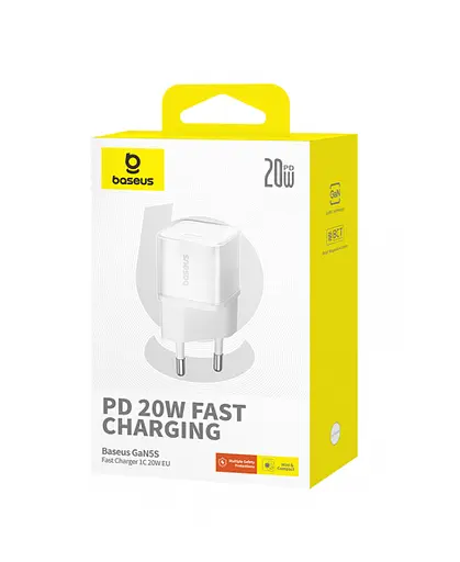 Мережевий зарядний пристрій Baseus GaN5S Fast Charger 1C 20 W EU P10162503213-00 Білий - фото 2