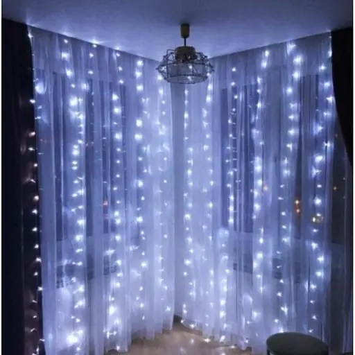 Гірлянда штора "Промені роси" ZABI-12 W 3*2 м біла з USВ і пультом - фото 3