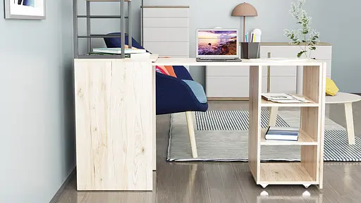 Стіл-тумба трансформер Смарт 4/2 з етажеркою Ferrum-decor 1430x1450x600 Чорний метал ДСП Дуб Сан-Марино 16 мм (FRD-105131) - фото 9