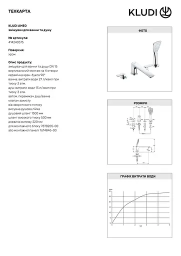 Змішувач на борт ванни Kludi Ameo 414240575 - фото 2