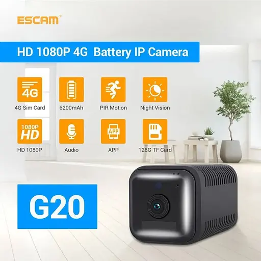 Камера автономна Escam G20, FullHD 1080P, 4G датчик руху 6200 мАч (100730) - фото 3