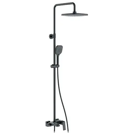 Душова система Gappo G2450 вилив - перемикач на лійку, 3-функції, Чорний матовий - фото 1