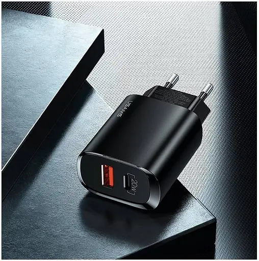 Зарядный адаптер блок сетевой USAMS T35 Fast Charger US-CC121 2 порта 20 Вт черный - фото 4