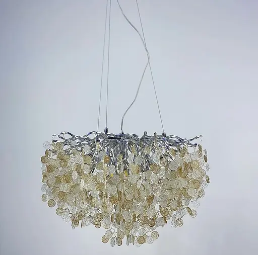 Чарівний світильник в срібному кольорі з пластинами з комбінованого скла Line.F Кількість ламп 12 - фото 3