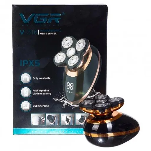 Електробритва акумуляторна VGR V-316 LCD (5 в 1) тример машинка для стрижки волосся - фото 3