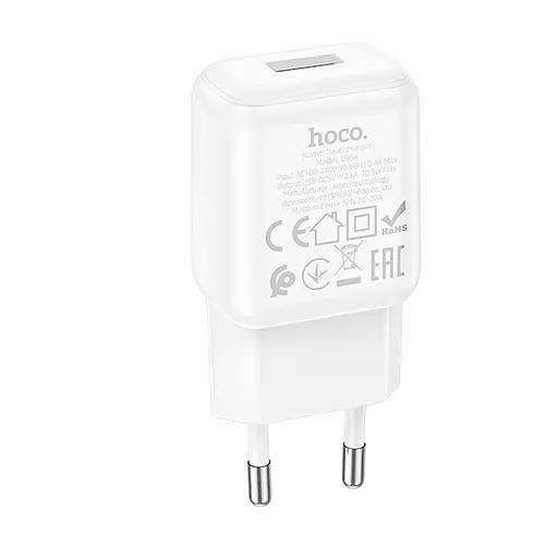 Зарядный блок - сетевой адаптер HOCO single port charger C96A 1USB 2.1A черный - фото 9