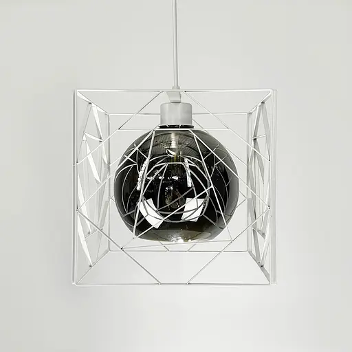 Люстра у білому корпусі з графітовим плафоном 24х24 см | Арт. 12120/1 WT+GR | Line F - фото 2