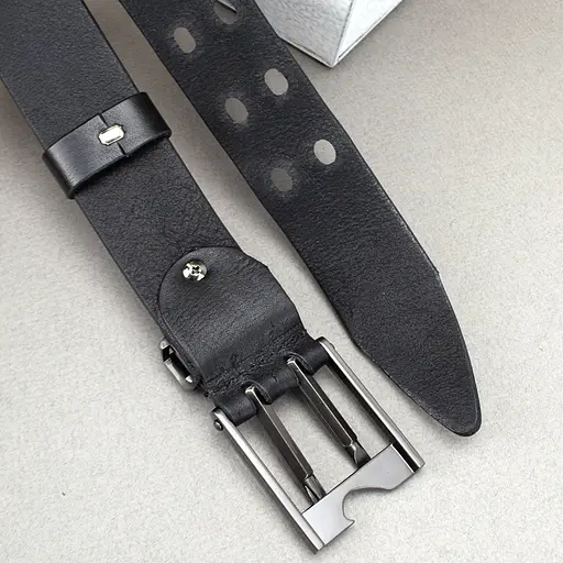 Ремень мужской кожаный черный JK-4068 (125 см) мультитул - фото 5