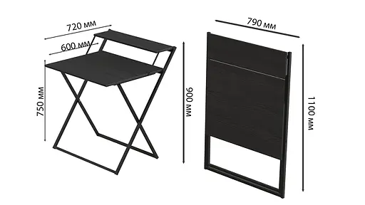 Стіл трансформер Компакт 4 750x790x720 Чорний метал ДСП Сосна Кембра 16 мм FRD-104692 - фото 2