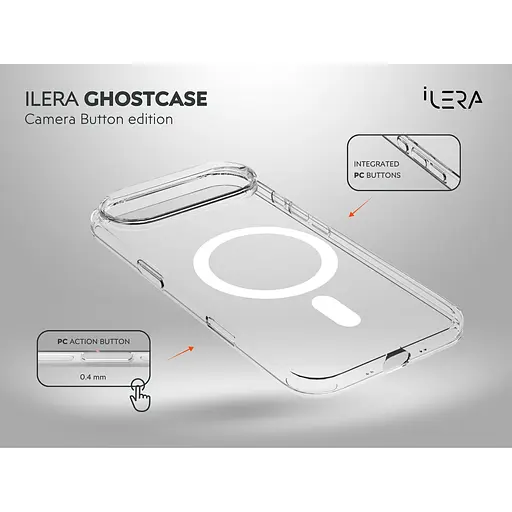 Чехол iLera GhostCase Camera Button with MagSafe для Apple iPhone Air Transparent ILGCAClCaBk17Air (150398) - фото 5