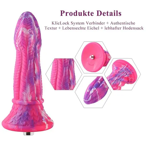 Фалоімітатор для секс-машин Hismith 10.3″ Silicone Monster Dildo Series, система кріплення KlicLok - фото 2