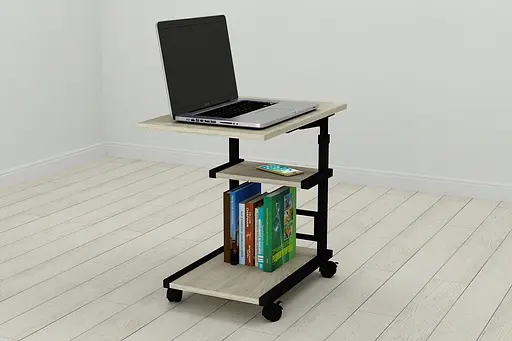 Стол приставной Ferrum-decor Адан 62x40x60 металл Черный ДСП Дуб Сонома 16мм (FRD-102487)