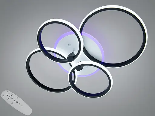 Стельова LED люстра Diasha чорна 80W 4 кільця - фото 1