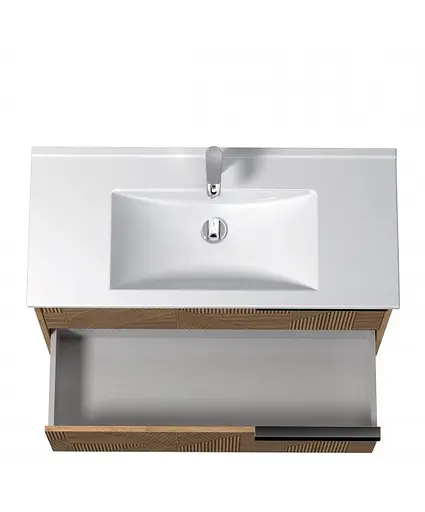 Тумба Мойдодир Cubic 100-A з умивальником Su-100 дуб обпалений - фото 6