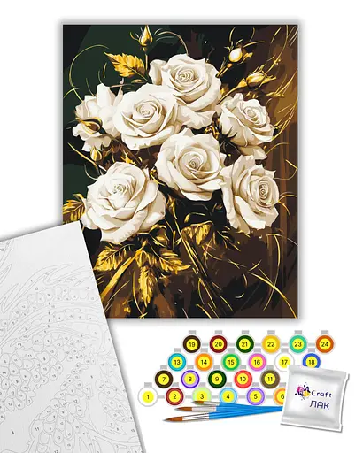 Набір для розпису ArtCraft Розкіш троянд з металізованими фарбами 40 x 50 см (13165-AC) - фото 2