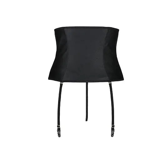 Пояс-корсет из экокожи CELINE Set black - Passion: шнуровка съемные пажи для чулок стринги L/XL - фото 6