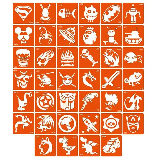 Набір трафаретів для біо-тату Для хлопчиків for_boys_simple 6 х 6 см 40 шт