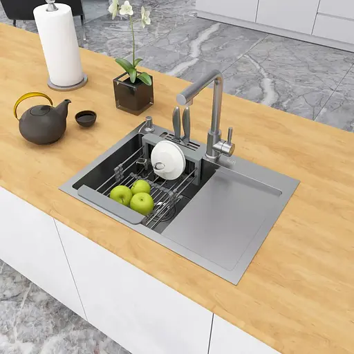 Накладна мийка на кухню Nett NS-6045(R) з правим крилом 1.5 мм - фото 2