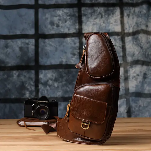 Чоловіча сумка через плече з гладкої шкіри Vintage 15х35х3 см sum0027487 - фото 10